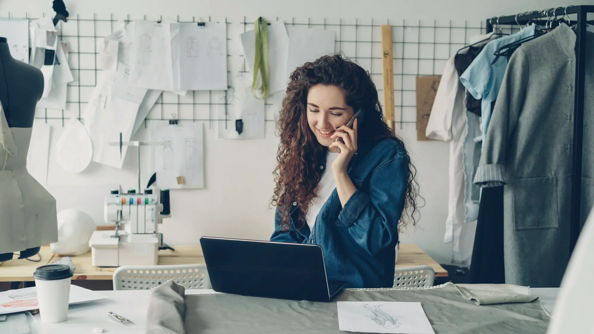 A founder working in her studio